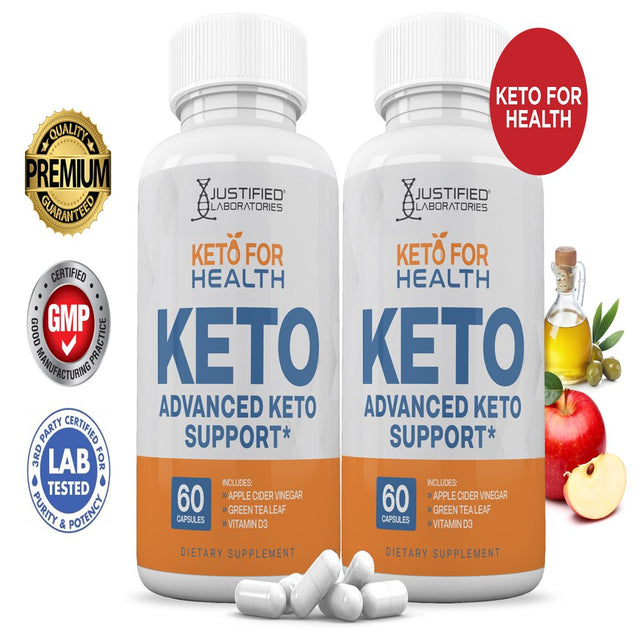 (2 Pack) Keto for Health ACV Pills 1275Mg Alternative to Gummies Dietary Supplement 120 Capsules