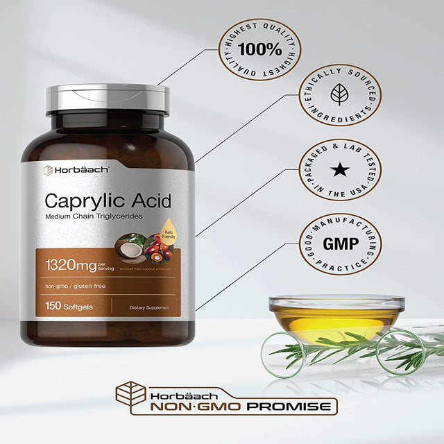 Caprylic Acid 1320 Mg | 150 Softgel Capsules | from MCT Oil | by Horbaach