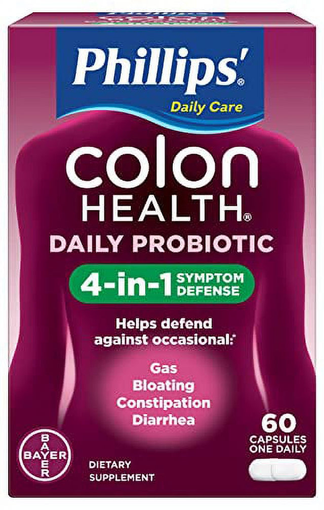 Phillips Colon Health - Probiotics Capsules - Immune Support - Helps Defend Occasional Gas, Bloating, Constipation, & Diarrhea - 60 Count