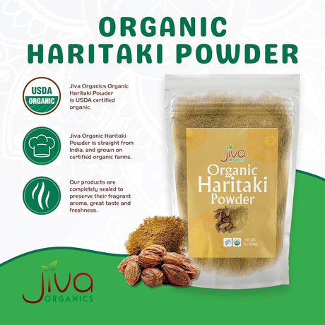 Jiva Organics Organic Haritaki Powder 7 Ounce - 100% Pure USDA Certified Non GMO