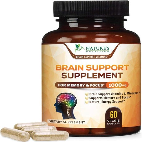 Brain Booster Nootropic Supplement 1000Mg Support Focus Energy Memory & Clarity 60 Capsule