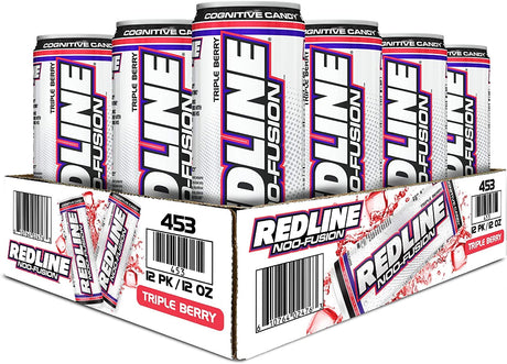 VPX Redline Noo-Fusion - Carbonated Preworkout & Cognitive Enhancing - Sports Nutrition Energy Drink with Caffeine, Noo-Fuel, Super Creatine, Amino Acids - 12 X 12 Fl Oz Cans (Triple Berry)