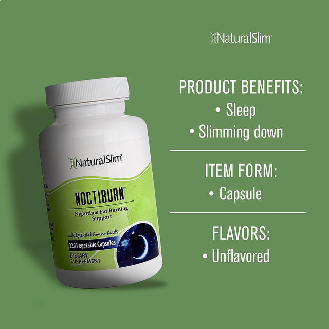 Naturalslim Noctiburn Night Fat Burning Support & Metabolism Support Supplements with Essentials Amino Acid - Nighttime Fat Burner - 120 Vegetable Capsules