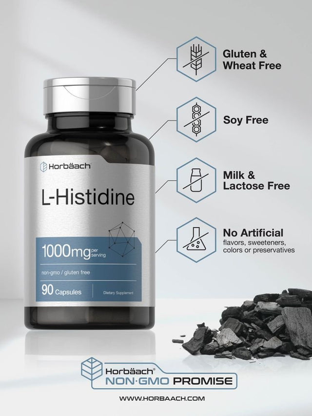 L Histidine 1000Mg | 90 Capsules | Pharmaceutical Grade | by Horbaach