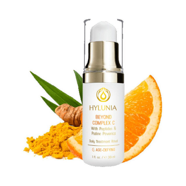 Hylunia beyond Complex C Serum with Turmeric & Vit C, a & E- 1.0 Fl Oz/30Ml. - Hyaluronic Acid, Zinc - Natural Vegan Skin Repair