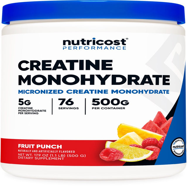 Nutricost Creatine Monohydrate Powder (500 Grams) (Fruit Punch) Supplement