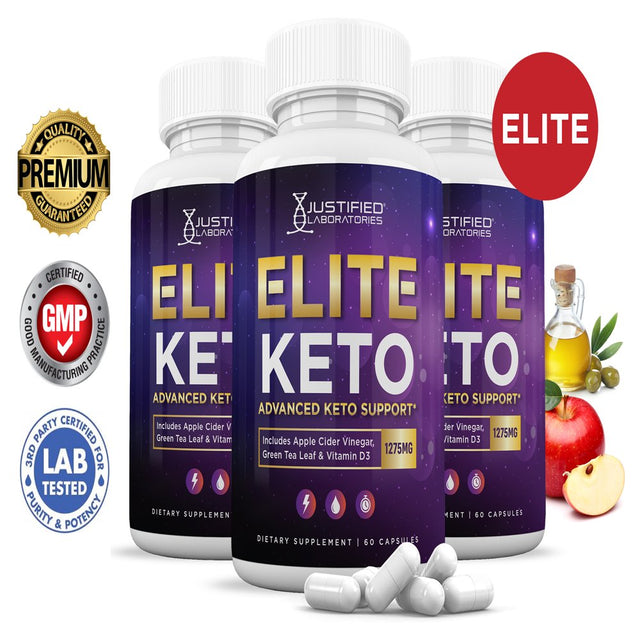 (3 Pack) Elite Keto ACV Pills 1275Mg Dietary Supplement 180 Capsules