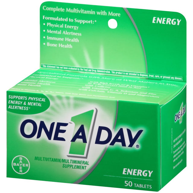 One a Day Energy, Multivitamin Supplement Including Caffeine, Vitamins A, C, E, B1, B2, B6, B12, Calcium and Vitamin D, 50 Ct.