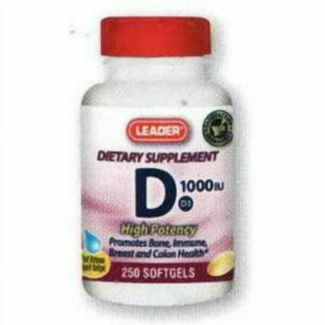 Leader Vitamin D 1000IU Softgels 250 Ct