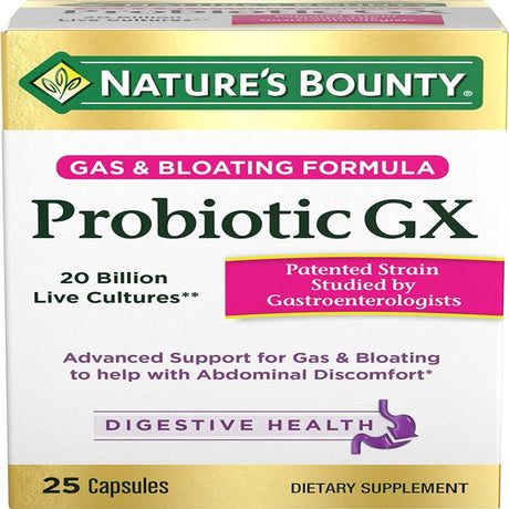 Nature'S Bounty Probiotic GX Gas & Bloating Formula, Capsules 25 Ea (Pack of 4)