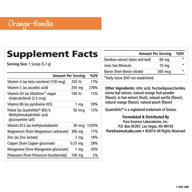 Ionic Fizz Magnesium plus - Supplement with Zinc, Potassium, and 12 Other Nutrients -Natural Sleep Aid and anti Stress Powder by Pure Essence - Orange Vanilla - 6.03 Oz