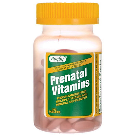 Rugby Prenatal Vitamins Tablets, 100 Count