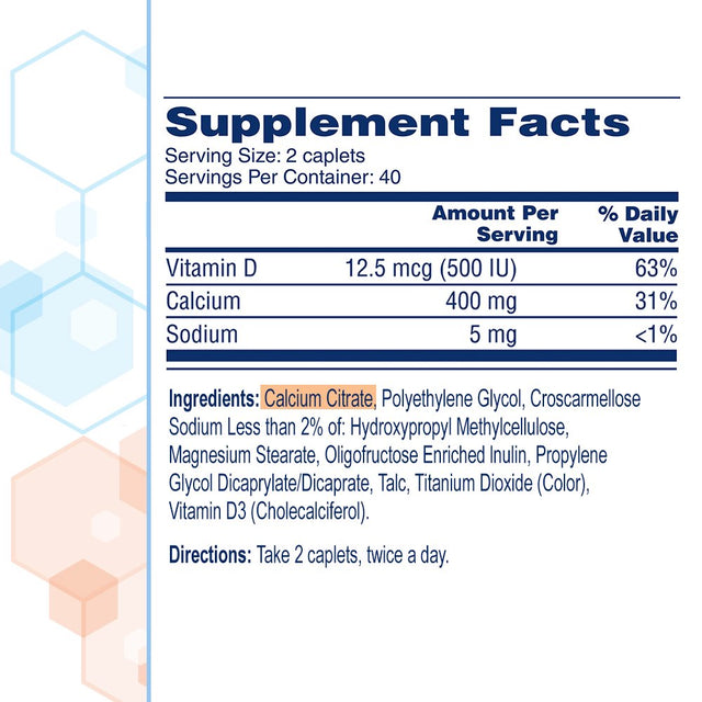 Citracal Petites Calcium Citrate with Vitamin D3, Caplets, 375 Count