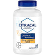 Citracal Slow Release 1200, 1200 Mg Calcium Citrate and Calcium Carbonate Blend with 1000 IU Vitamin D3, Bone Health Supplement for Adults, Once Daily Caplets, 185 Count