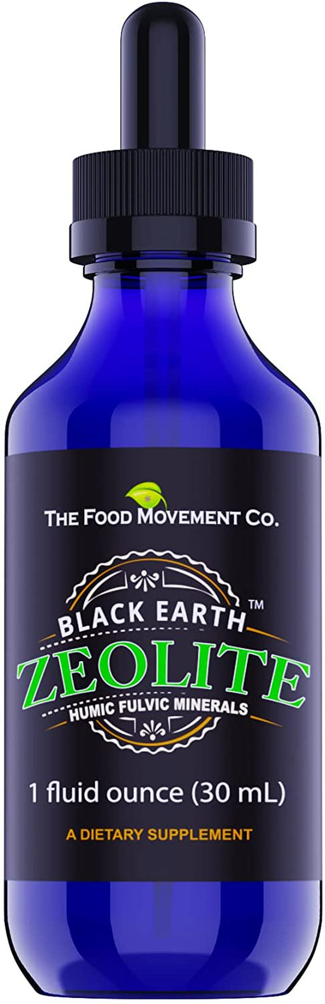 The Food Movement Black Earth Zeolite with Humic Fulvic Acids, Trace Minerals for Gut Health, Immune Support - 1Oz Liquid Drops Supplement