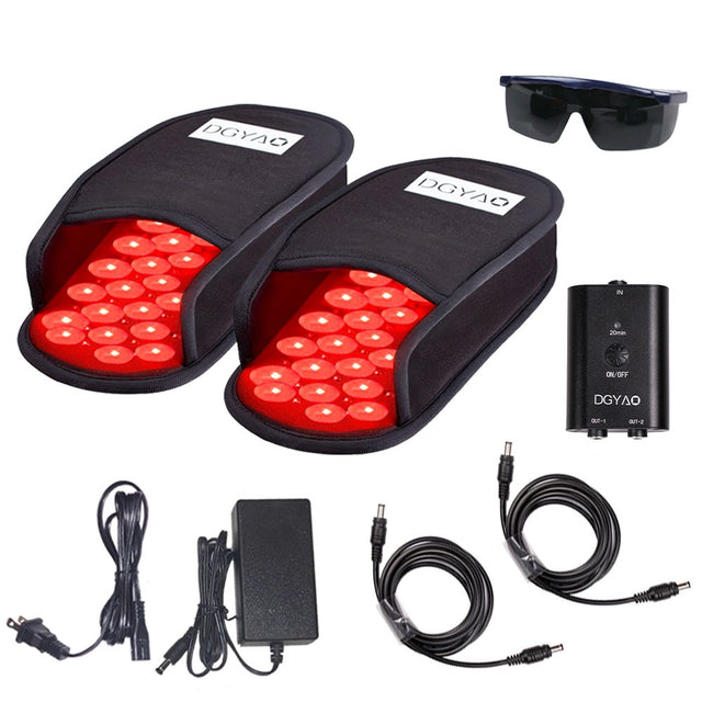 DGYAO Red Light Therapy Devices with 880Nm near Infrared Light Slippers for Feet Toes Pain Relief LED Light Therapy (Two Pads)