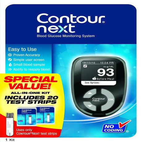 Bayer Contour Next Blood Glucose Monitoring with 20 Test Stripes