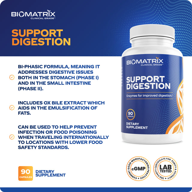 Digestive Enzymes (90 Capsules) Support Digestion - Pancreatin, Plant Enzymes, Ox Bile, Betaine HCL