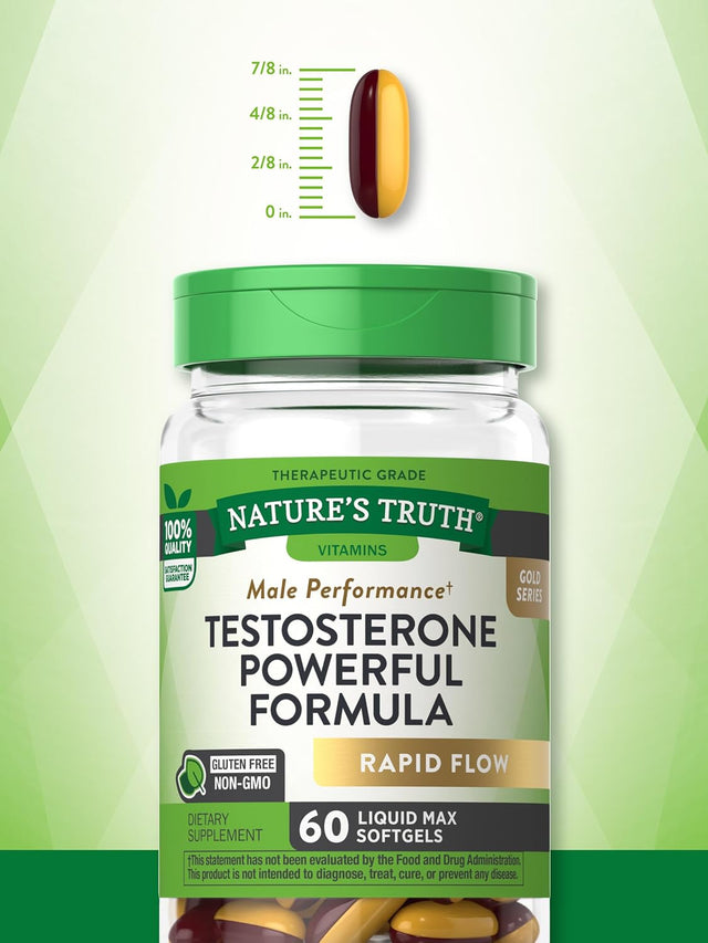 Nature'S Truth Testosterone Supplement for Men | 60 Softgels | Non-Gmo and Gluten Free Formula