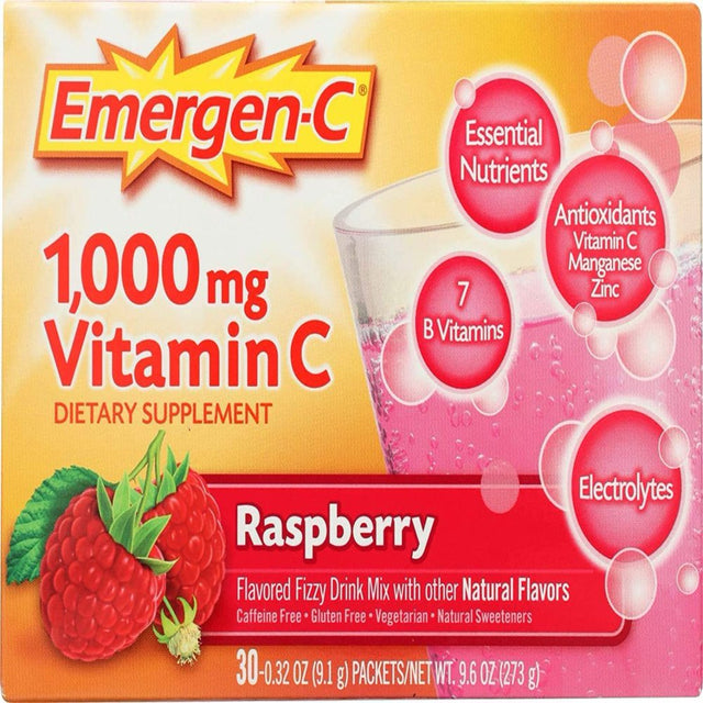 Emergen-C Raspberry Fizzy Drink Mix, 30 Pack