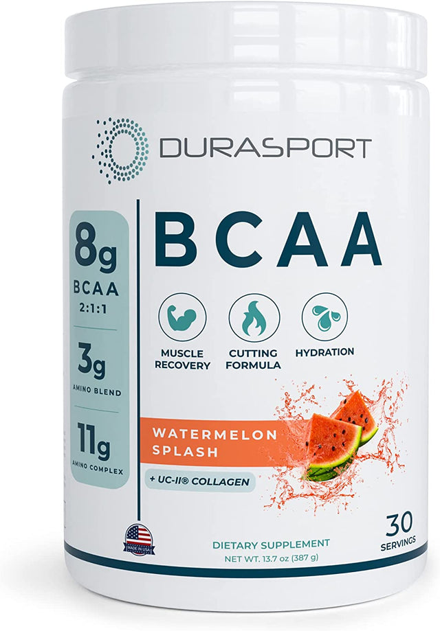 Durasport – 11G Sport BCAA | Muscle Recovery, Energy & Hydration Post Workout +UC-II Collagen | 8 Grams 2:1:1 Branched Chain Amino Acids + 3G Amino & Hydration Blend | Watermelon, 30 Serv