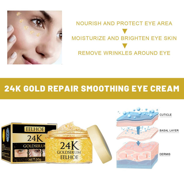 Pure 24K Gold Eye Cream Real Luxury Effect Beauty of Nature Nourishment Hydrating,50G,3 Pack