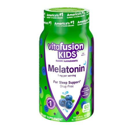 Vitafusion Kids Melatonin Gummy Supplements, Blueberry Flavored Sleep Support Supplements