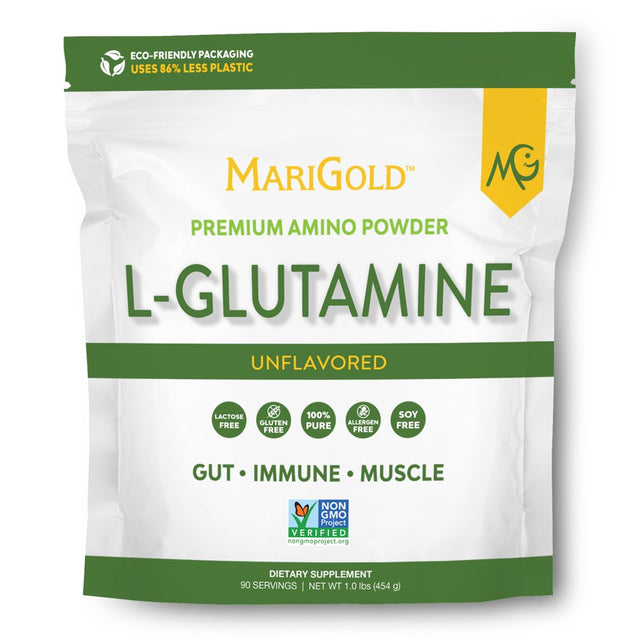 Marigold L-Glutamine Powder Unflavored - Gut, Immune, & Muscle Support, Non-Gmo, Allergen-Free