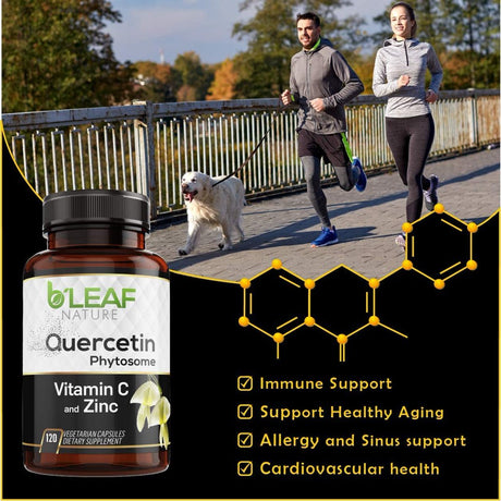 Quercetin Phytosome with Vitamin C and Zinc - 120 Vegetarian Caps - Super Absorption - Supports Immune, Respiratory and Cardiovascular Health – Powerful Antioxidant - 1000Mg per Serving