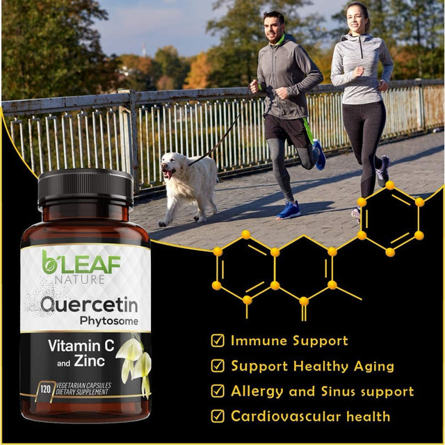 Quercetin Phytosome with Vitamin C and Zinc - 120 Vegetarian Caps - Super Absorption - Supports Immune, Respiratory and Cardiovascular Health – Powerful Antioxidant - 1000Mg per Serving