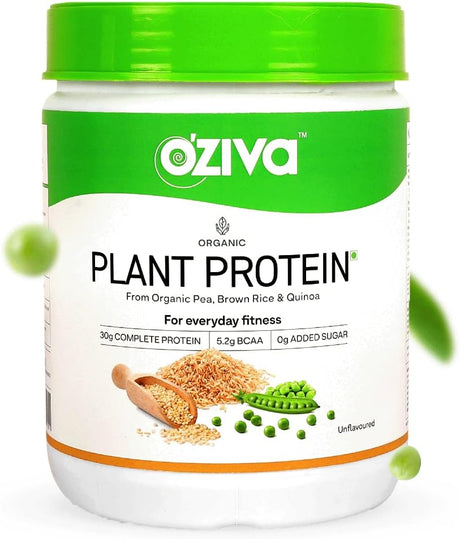 Organic Plant Protein Powder | 500 Gm | (30G Vegan Protein - Pea Protein A, Brown Rice Protein & Quinoa, Soy Free) for Everyday Fitness, Boosts Immunity, Unflavored (1.1 Lb)