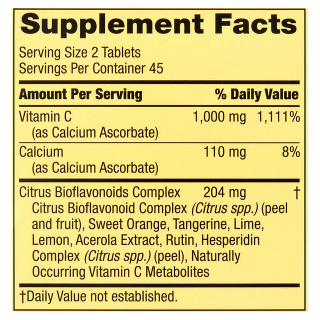 Spring Valley Stomach-Friendly Vitamin C Supplement, 1,000 Mg, 90 Tablets