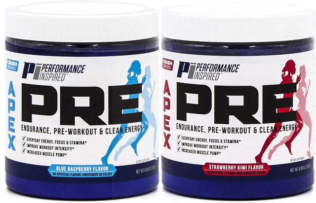 PERFORMANCE INSPIRED Nutrition - APEX Pre Workout Powder - Increase Energy & Endurance - Caffeine - Beta Alanine - All Natural - Vegan Formula - Strawberry Kiwi