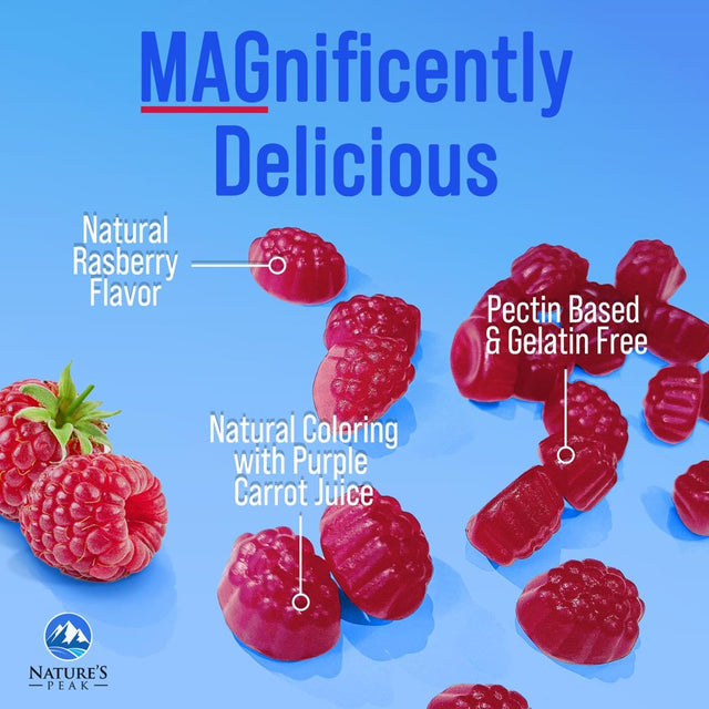 Magnesium Gummy - High Absorption Magnesium Citrate Supplement for Relax Support for Adults & Kids - Calm Magnesium Gummies Dietary Supplements - Bone Support & Heart Support - 60 Raspberry Gummies