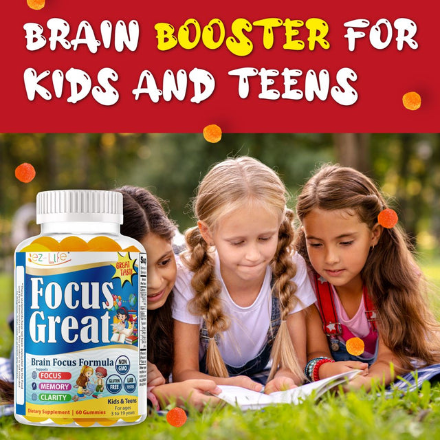 Focus Great Kids Brain Booster Focus Gummies Vitamin Supplement, Boost Focus Memory 60Ct by America'S Best Deals