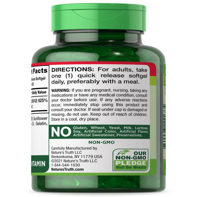 Nature'S Truth Vitamin D3 5000 IU | 300 Softgels | High Potency Vitamin D | Non-Gmo Gluten Free