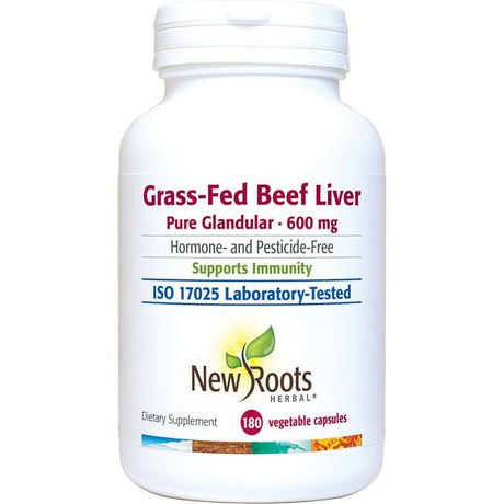 New Roots Herbal Grass-Fed Beef Liver from New Zealand (Desiccated) & Vitamin C — Hormone-, Pesticide-, and Gmo-Free (180 Capsules)