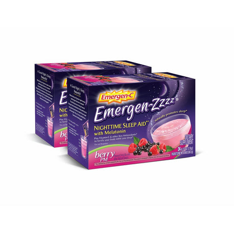 Emergen-Zzzz Nighttime Sleep Aid with Melatonin Powder, Berry Pm, 48 Ct