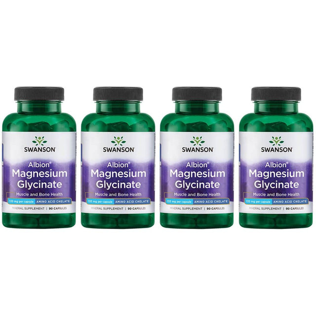 Swanson Albion Magnesium Glycinate 133 Mg 90 Caps 4 Pack