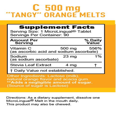 Superior Source Vitamin C Melts "Tangy" Orange 500 Mg 90 Tabs