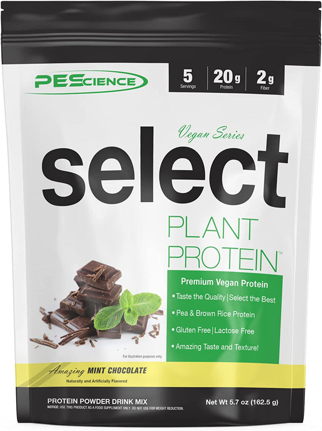 Pescience Select Vegan Plant Based Protein Powder, Mint Chocolate, 5 Serving, Premium Pea and Brown Rice Blend