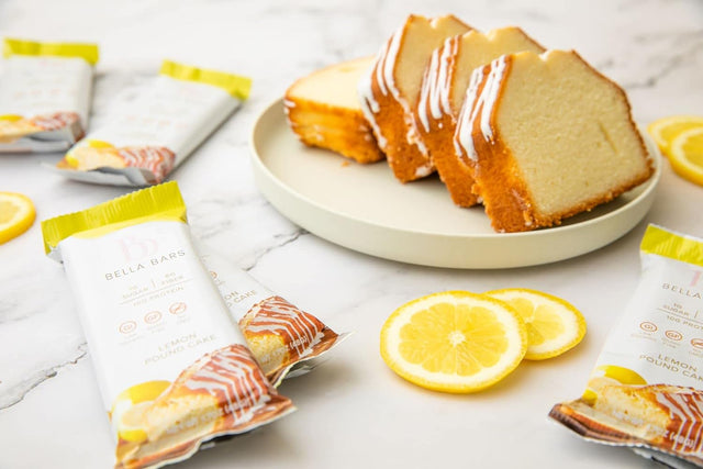 Bella Bars Lemon Pound Cake (12 Count) 1G of Sugar, 8G of Fiber, 10G of Protein, Gluten-Free, Non-Gmo, Keto-Friendly Snack Bar