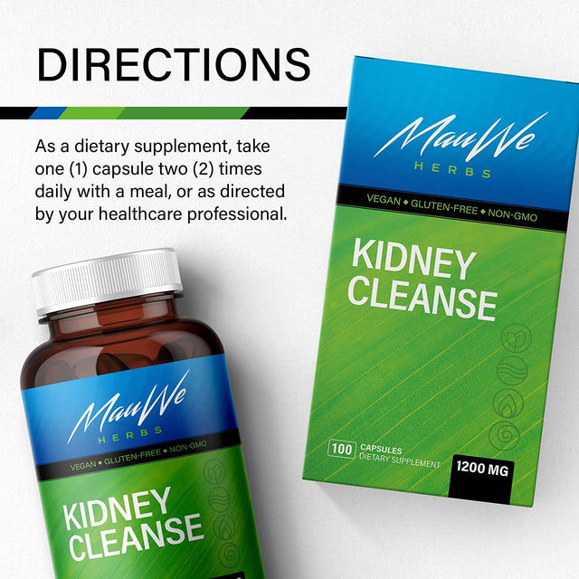 MAUWE HERBS Kidney Cleanse Supplement - Organic Herbal Formula Cranberry Extract, Cleavers Herb, Horsetail, Stinging Nettle Root, Astragalus, Juniper Berry, Buchu Leaf, Immune Support - 100 Capsules