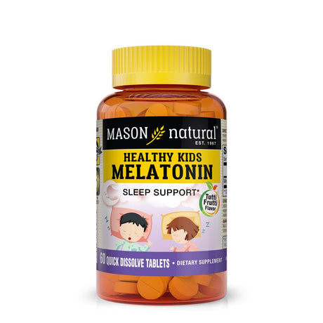 Mason Kids Melatonin: Supports Healthy Sleep, Fast-Acting, Fruit Flavored, 60 Tabs