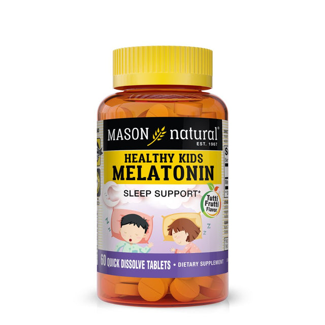 Mason Kids Melatonin: Supports Healthy Sleep, Fast-Acting, Fruit Flavored, 60 Tabs