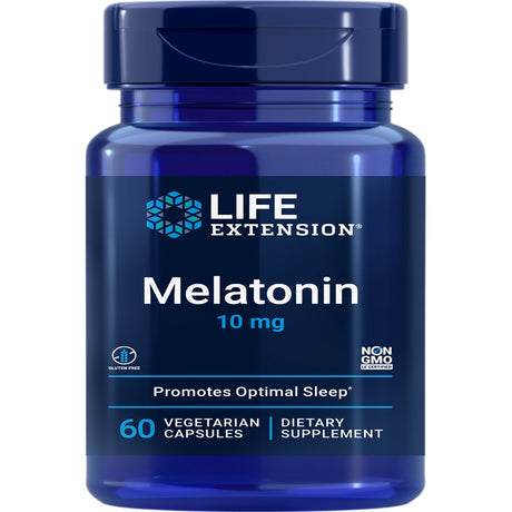 Life Extension Melatonin, 10 Mg, Healthy Dose, Our Highest Available Dosage, for Sleep Support, Healthy Immune Response, Oxidative Stress Defense, Vegetarian, 60 Capsules