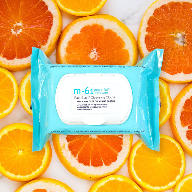 Fast Blast® Cleansing Cloths- 20 Treatments- Daily AHA Deep Cleansing Cloths with Antioxidants Orange & Camu Camu