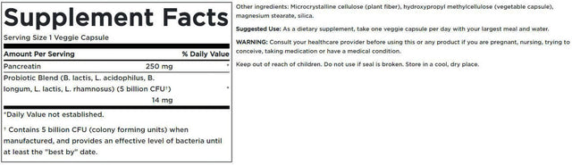 Swanson Probiotic with Digestive Enzymes 5 Billion Cfu 60 Veggie Capsules