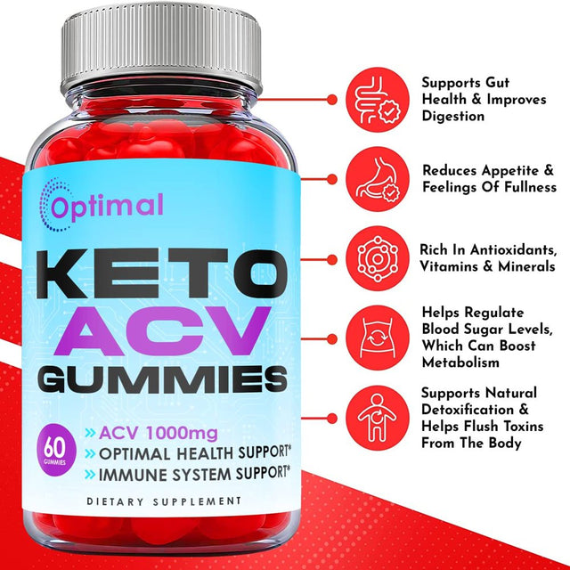 (2 Pack) Optimal Keto ACV Gummies - Supplement for Weight Loss - Energy & Focus Boosting Dietary Supplements for Weight Management & Metabolism - Fat Burn - 120 Gummies