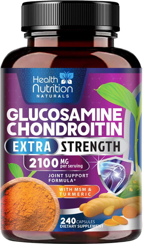 Glucosamine Chondroitin MSM Turmeric Boswellia - Joint Support Supplement for Joint Health and Joint Function Support - Glucosamine Sulfate Mobility Formula - Gluten Free and Non-Gmo - 240 Capsules